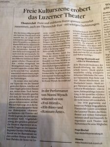 Artikel von Hugo Bischof in der Luzerner Zeitung